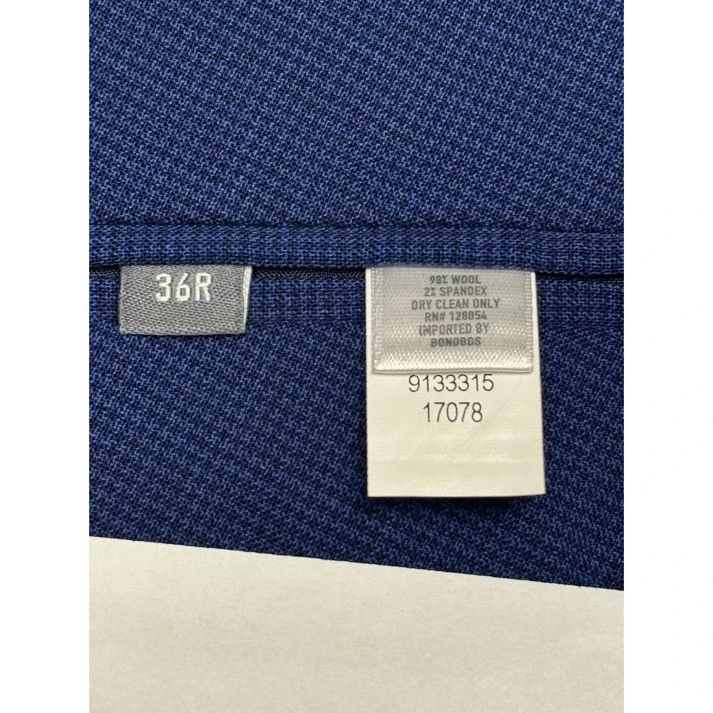 Bonobos Mens Jetsetter Slim Fit 2-pc Suit Blue Micro Houndstooth Wool 36R 32x31